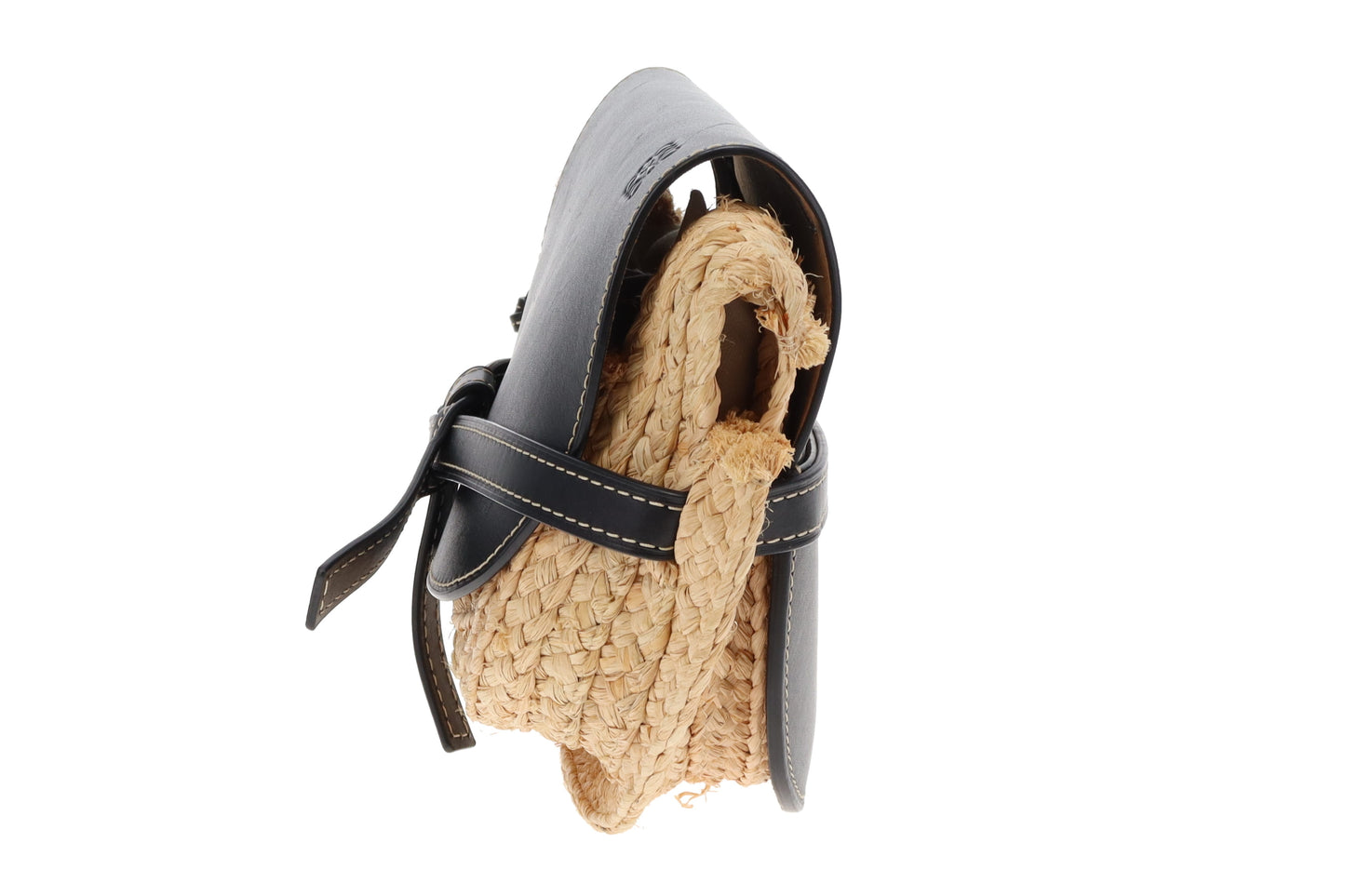 Loewe Raffia and Navy Leather Gate Bag
