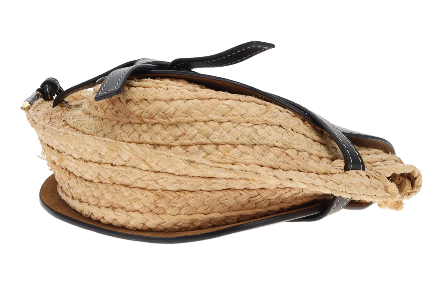 Loewe Raffia and Navy Leather Gate Bag