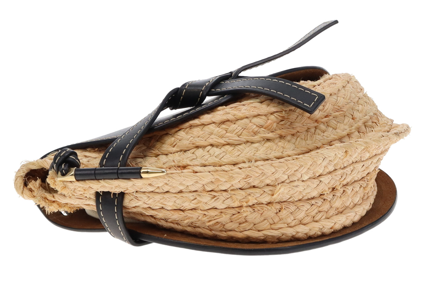 Loewe Raffia and Navy Leather Gate Bag