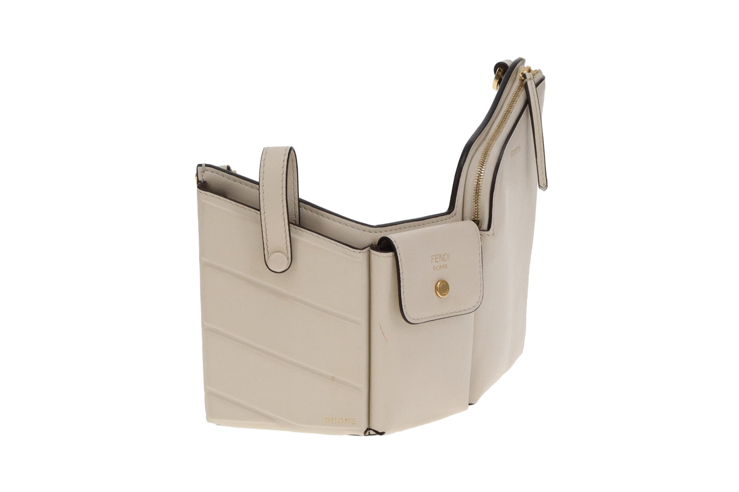 Fendi White Bustine 3 Pockets Crossbody Bag