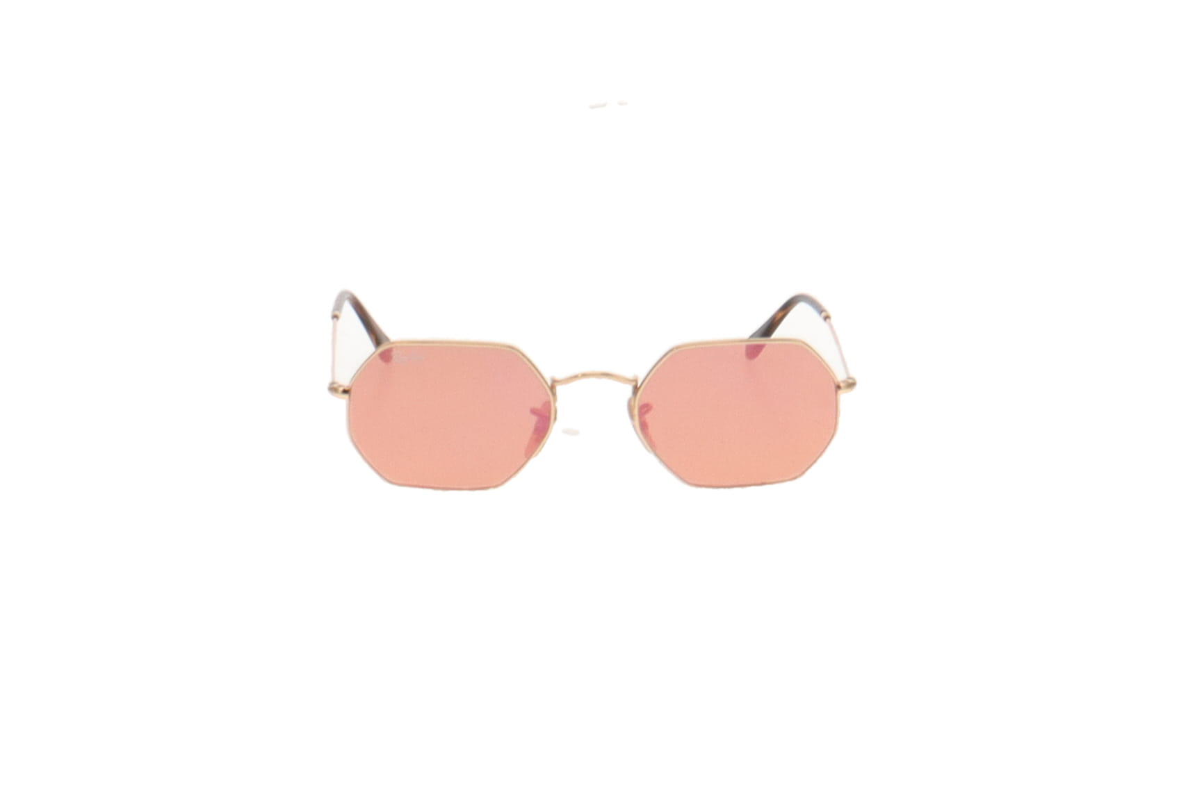 Ray Ban Gold Frame Rose Gold Mirrored Lens Octagonal Classic Sunglasses
