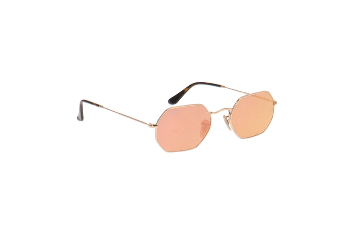 Ray-Ban Gold Frame, Rose Gold Mirrored Lens Octagonal Classic Sunglasses