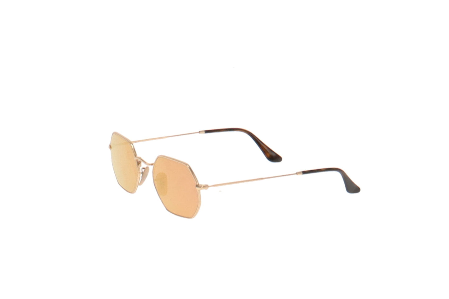Ray-Ban Gold Frame, Rose Gold Mirrored Lens Octagonal Classic Sunglasses
