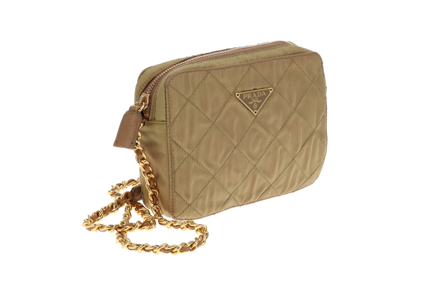 Prada Camera Bag Mini Gold Quilted Nylon