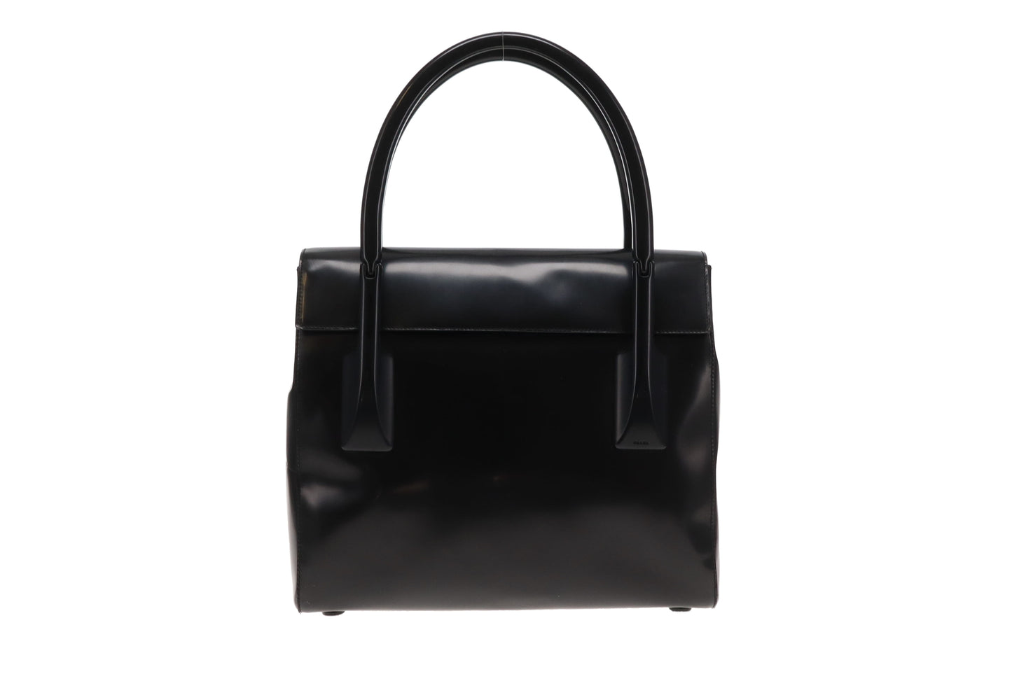 Prada Top Handle Bag Black Smooth Leather