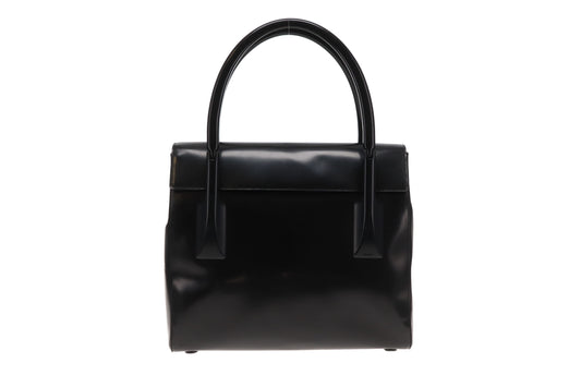 Prada Top Handle Bag Black Smooth Leather