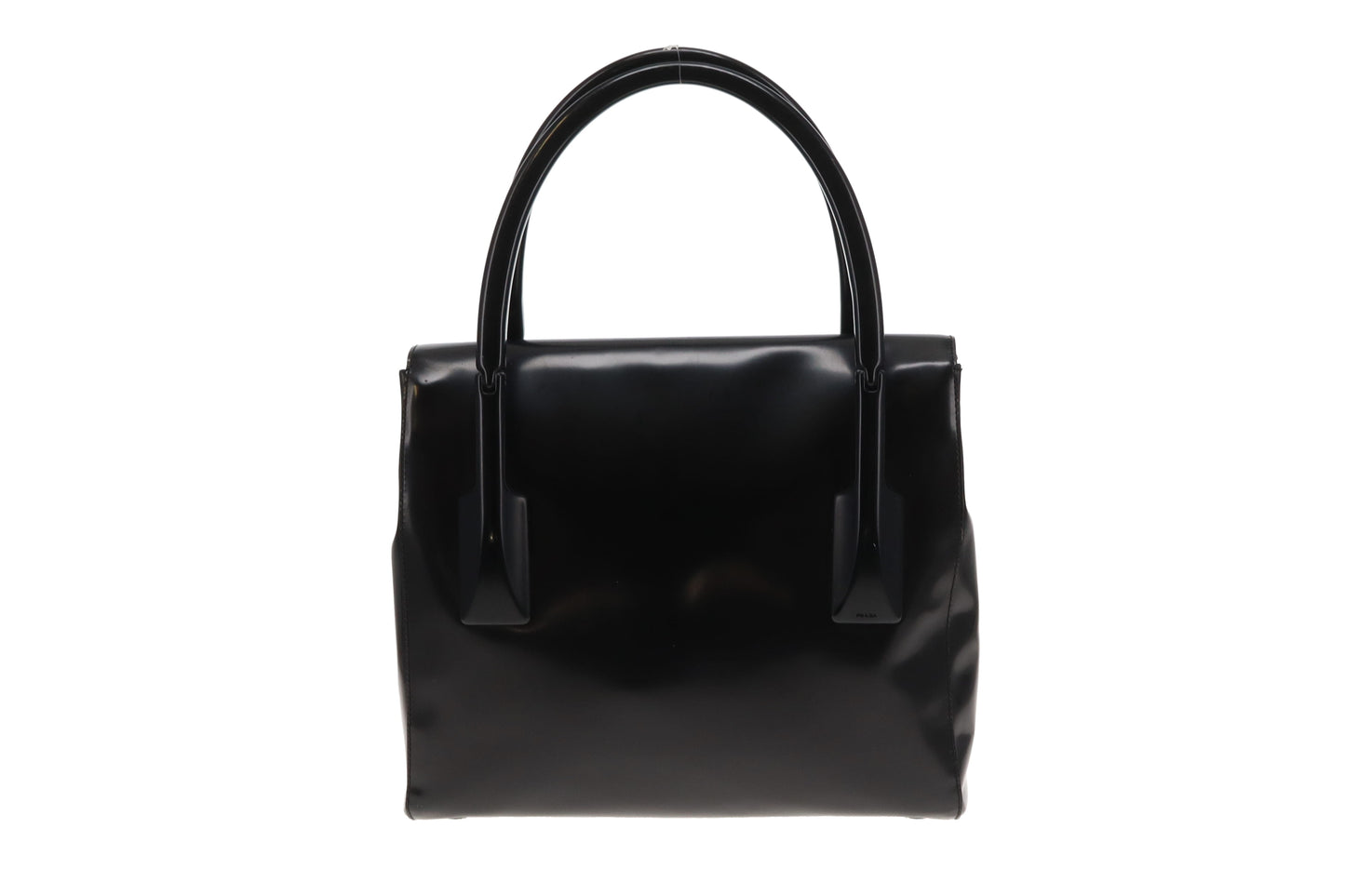 Prada Top Handle Bag Black Smooth Leather