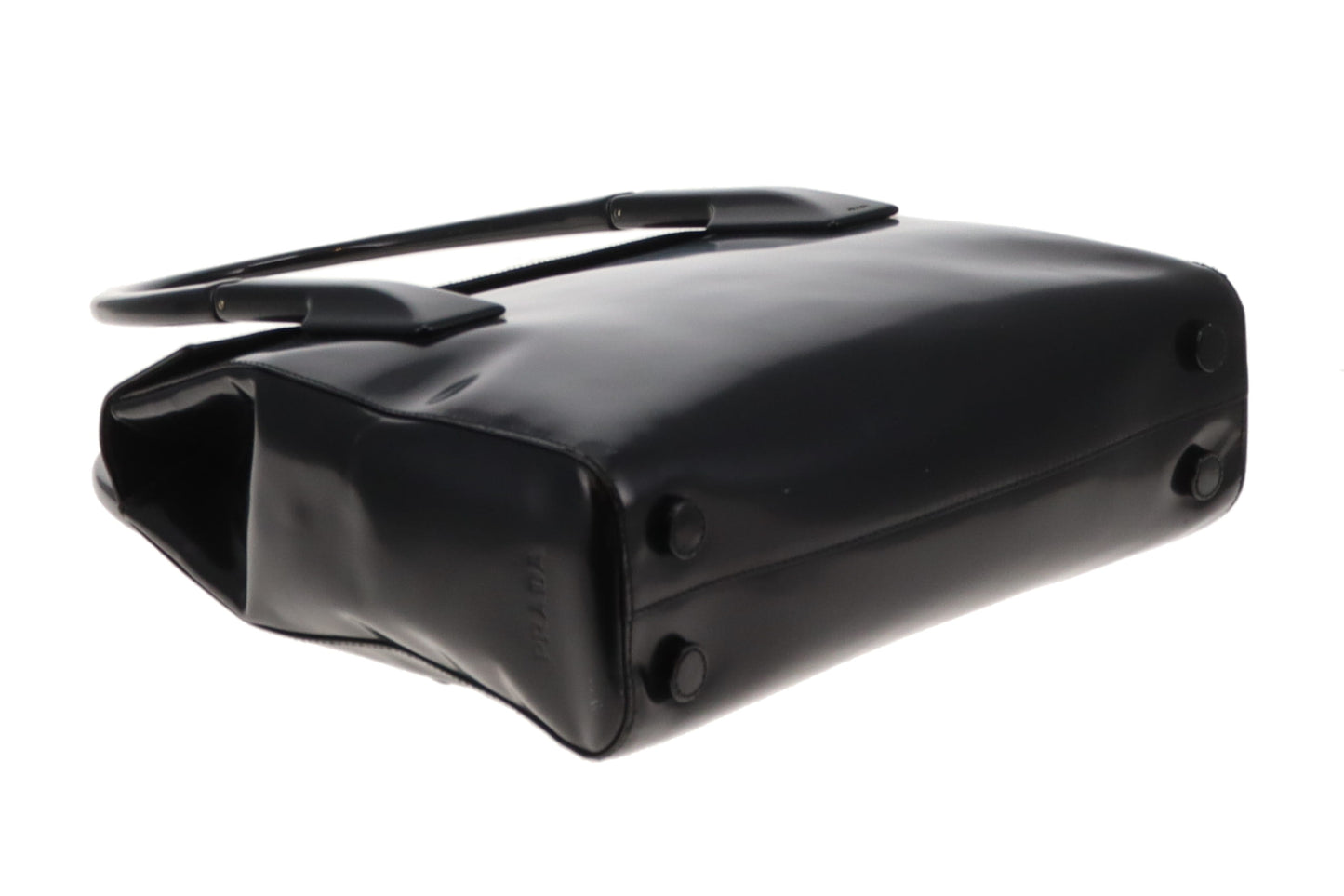 Prada Top Handle Bag Black Smooth Leather