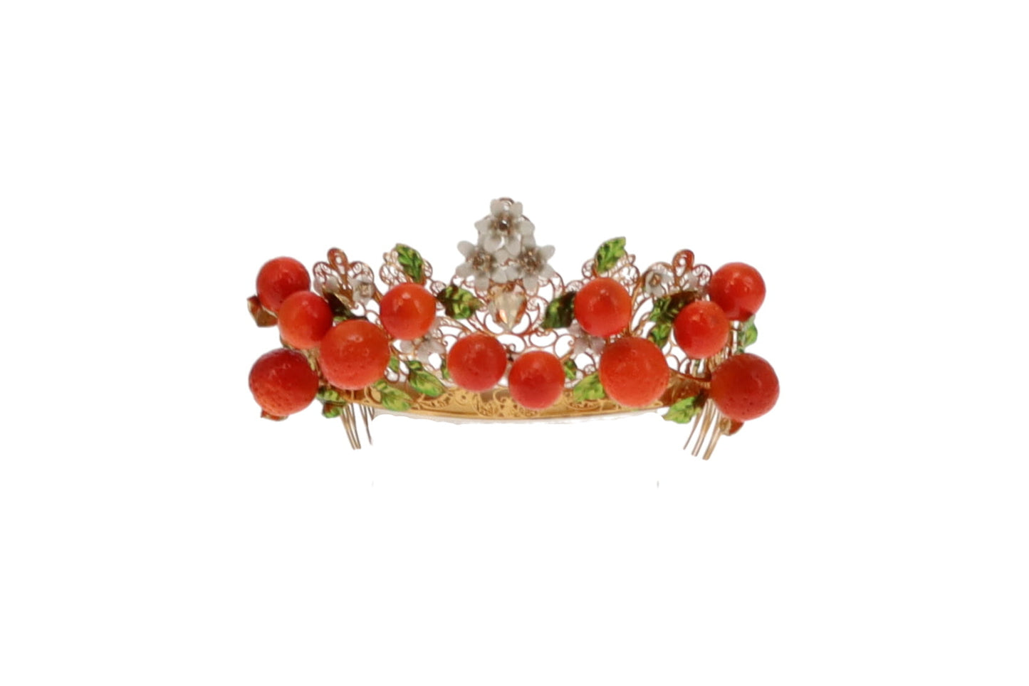 Dolce & Gabbana Crown Tiara Crystal Sicily Orange Rare Runway Piece