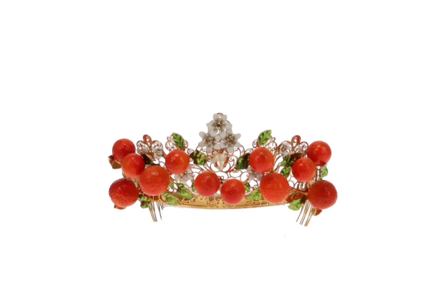 Dolce & Gabbana Crown Tiara Crystal Sicily Orange Rare Runway Piece