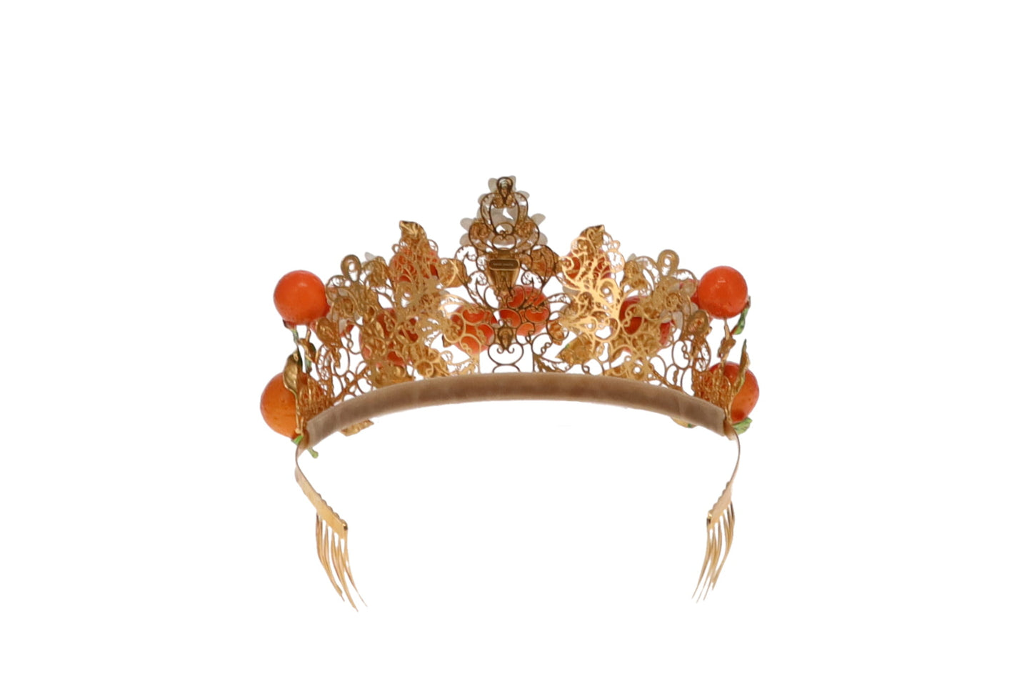 Dolce & Gabbana Crown Tiara Crystal Sicily Orange Rare Runway Piece
