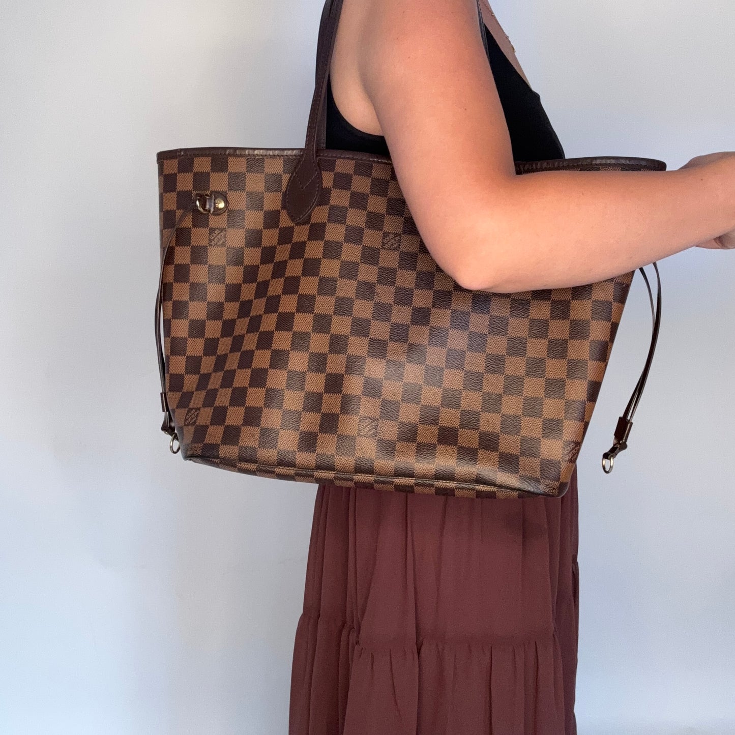 Louis Vuitton Neverfull MM with Pochette Classic Damier Ebene SF0175 - 2015