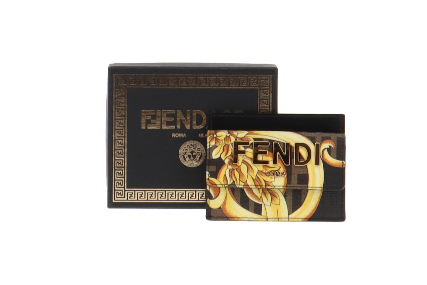 Fendi x Versace Leather and Glazed Canvas Fendace Cardholder