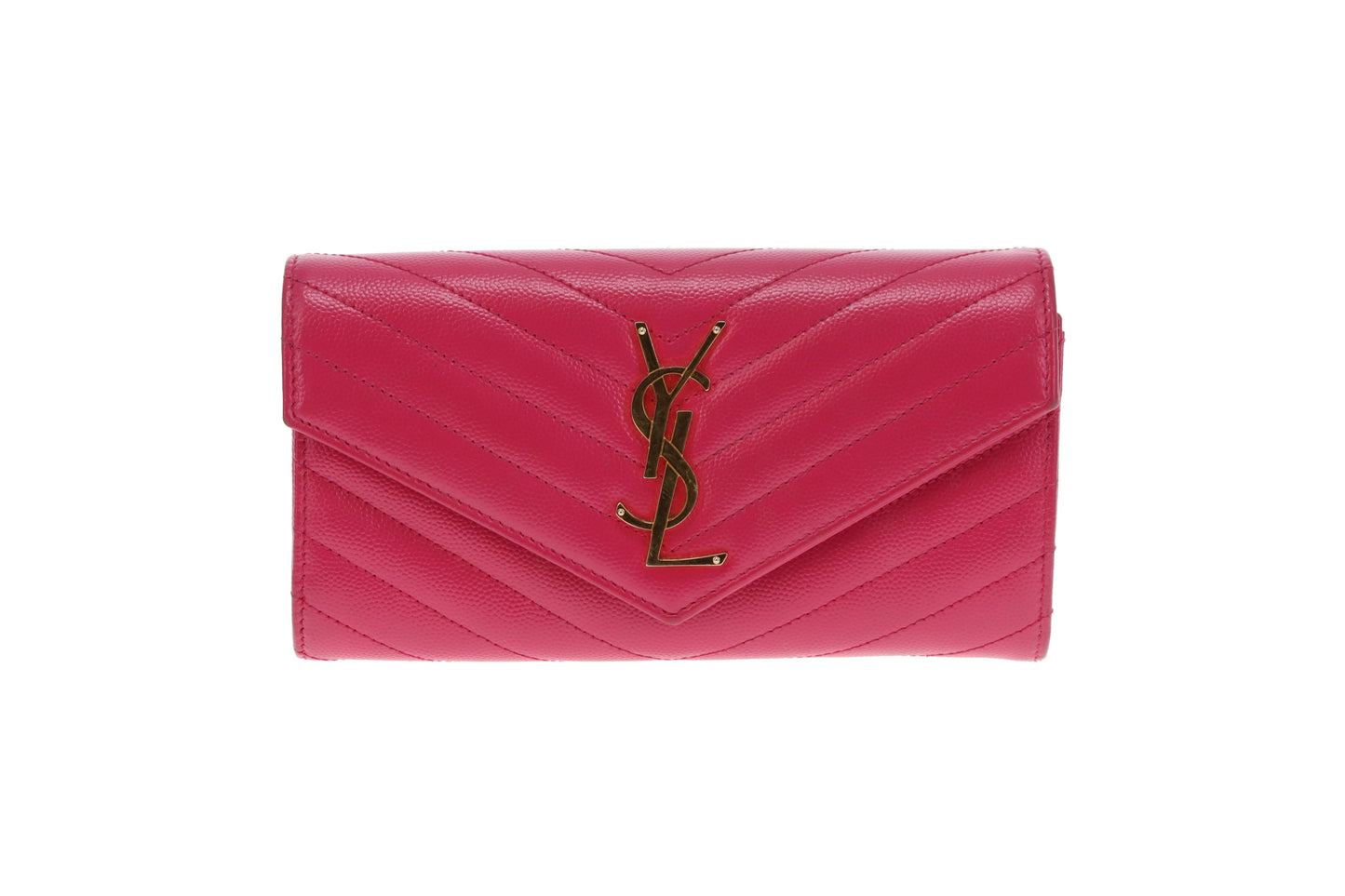 Saint Laurent Cassandre Long Flap Wallet Pink GHW 2022