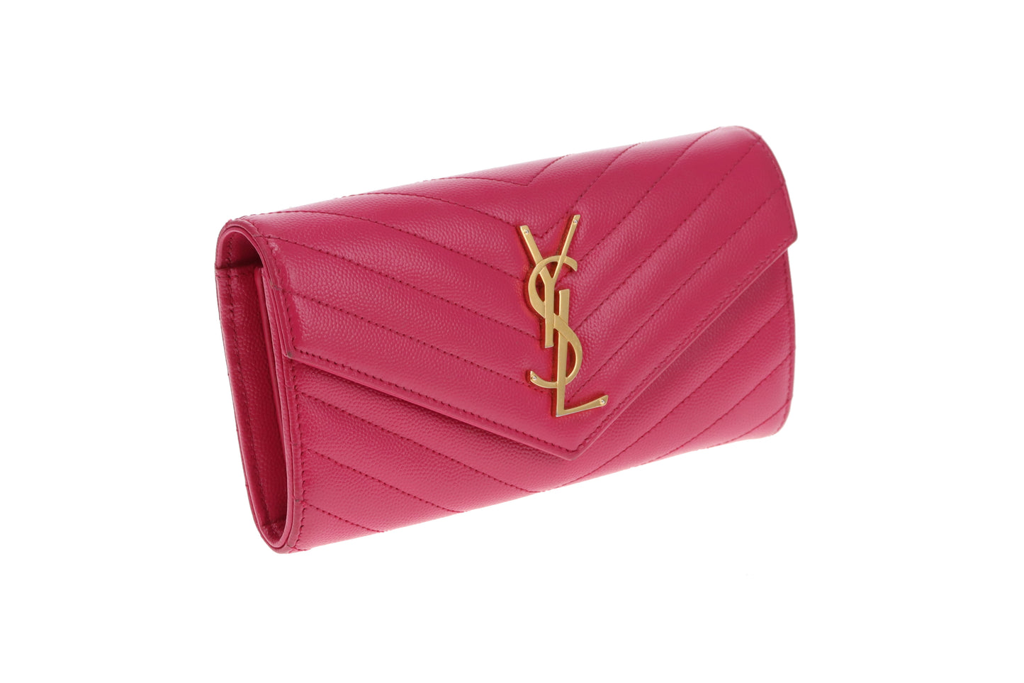 Saint Laurent Cassandre Long Flap Wallet Pink GHW 2022