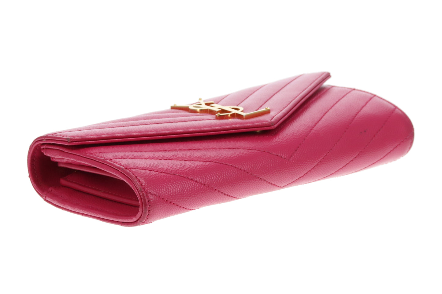 Saint Laurent Cassandre Long Flap Wallet Pink GHW 2022
