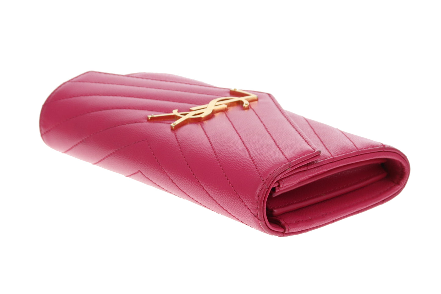Saint Laurent Cassandre Long Flap Wallet Pink GHW 2022