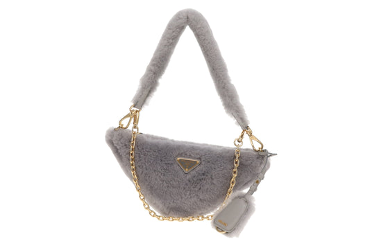 Prada Triangle Shearling Crossbody Bag