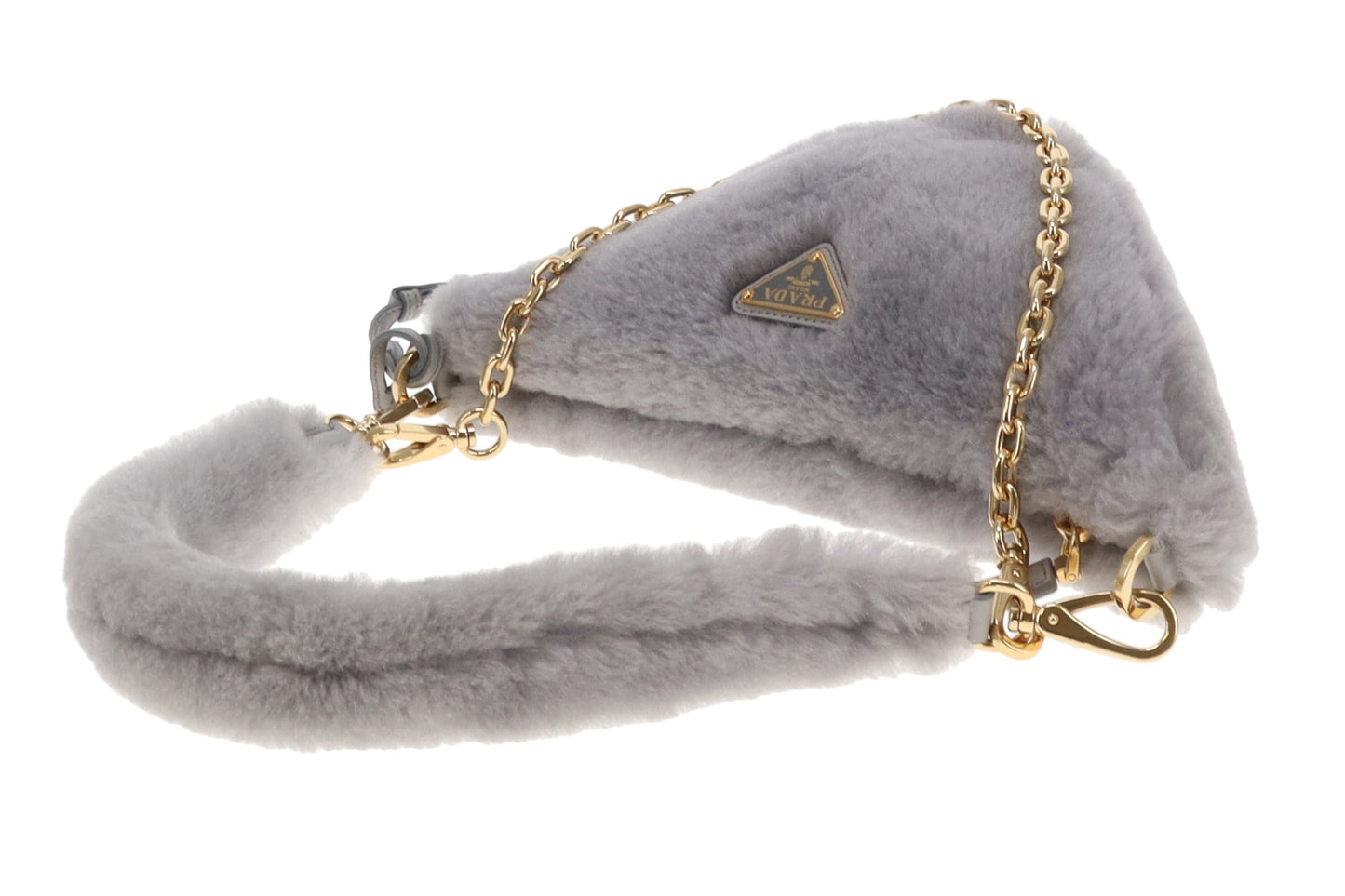 Prada Triangle Shearling Crossbody Bag