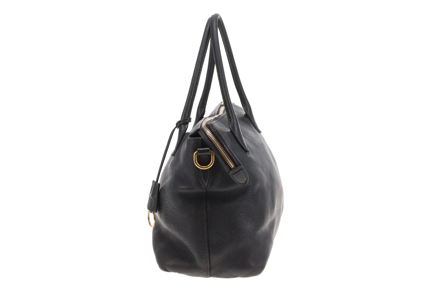 Prada Vitello Daino Black Multi Strap Soulder Bag