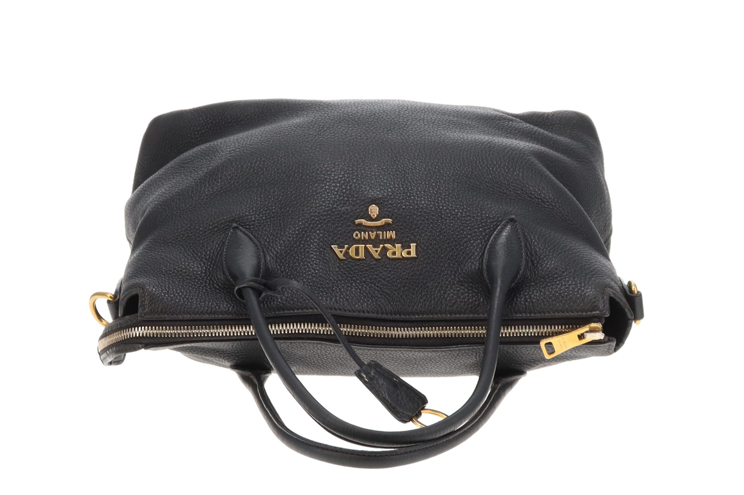 Prada Vitello Daino Black Multi Strap Soulder Bag