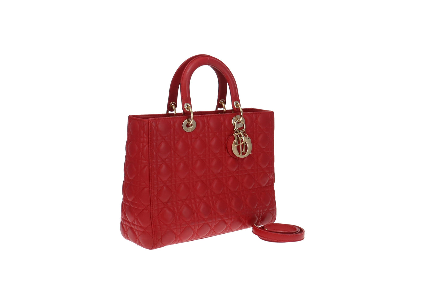 Dior Red Lambskin Large Lady Dior 2013
