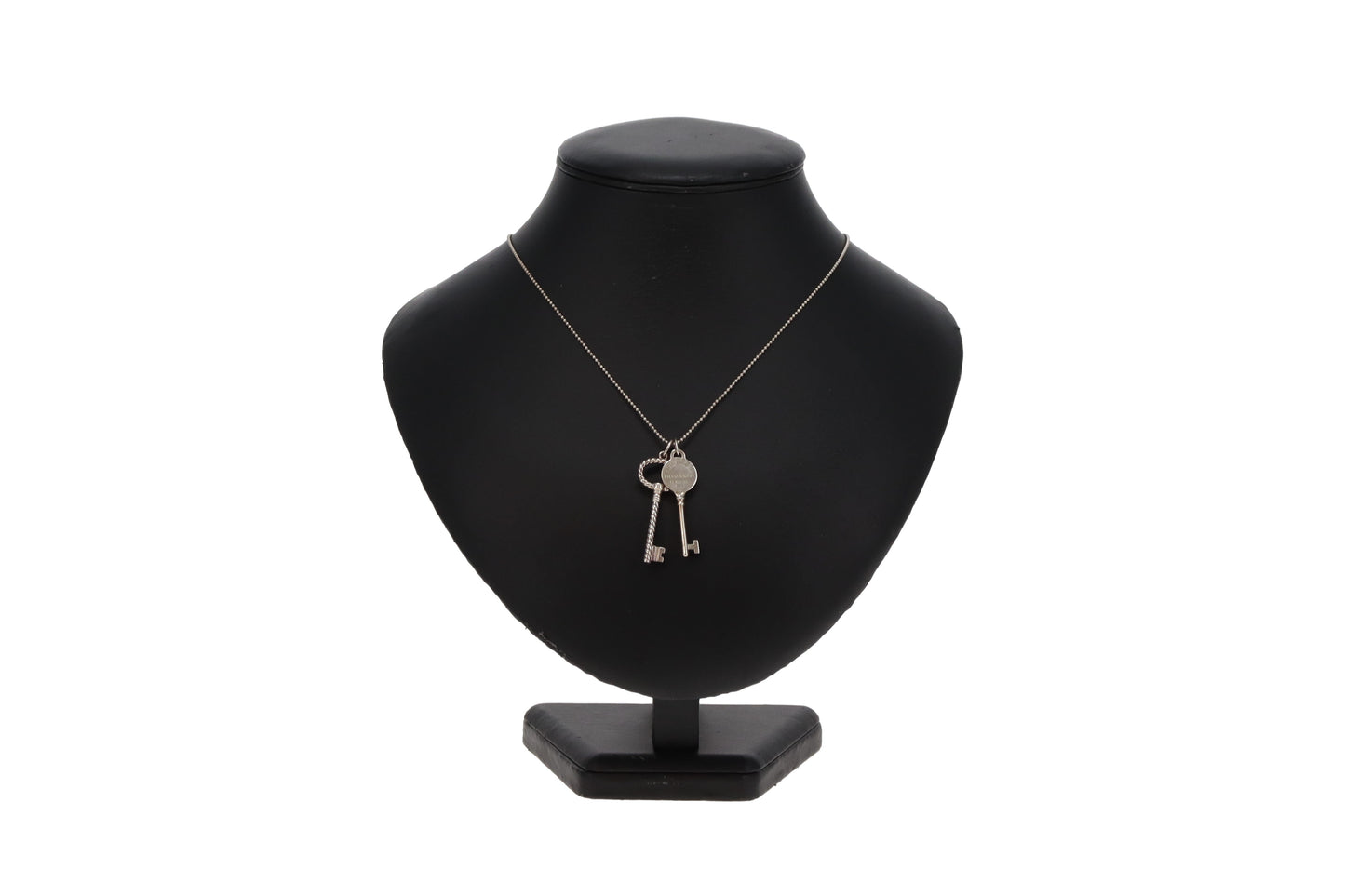Tiffany & Co RTT Double Key Pendant on Beaded Chain Sterling Silver