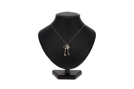 Tiffany & Co RTT Double Key Pendant on Beaded Chain Sterling Silver