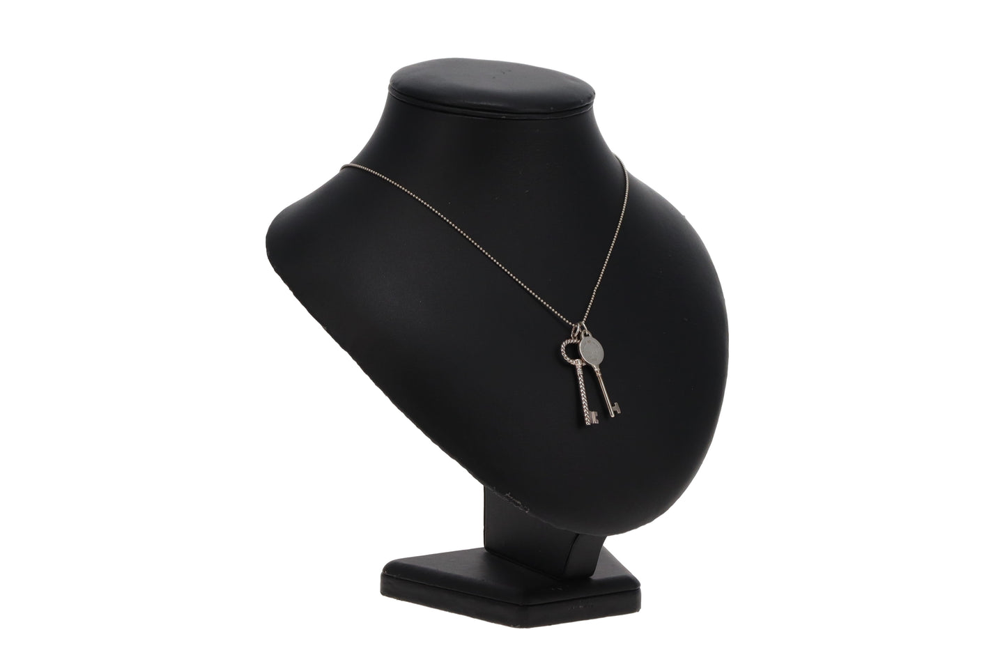 Tiffany & Co RTT Double Key Pendant on Beaded Chain Sterling Silver