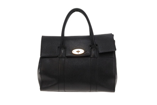Mulberry Bayswater Satchel With Strap Black Grained Leather GH