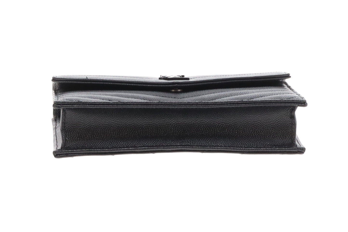 Saint Laurent Cassandre Chain Wallet All Black 2023