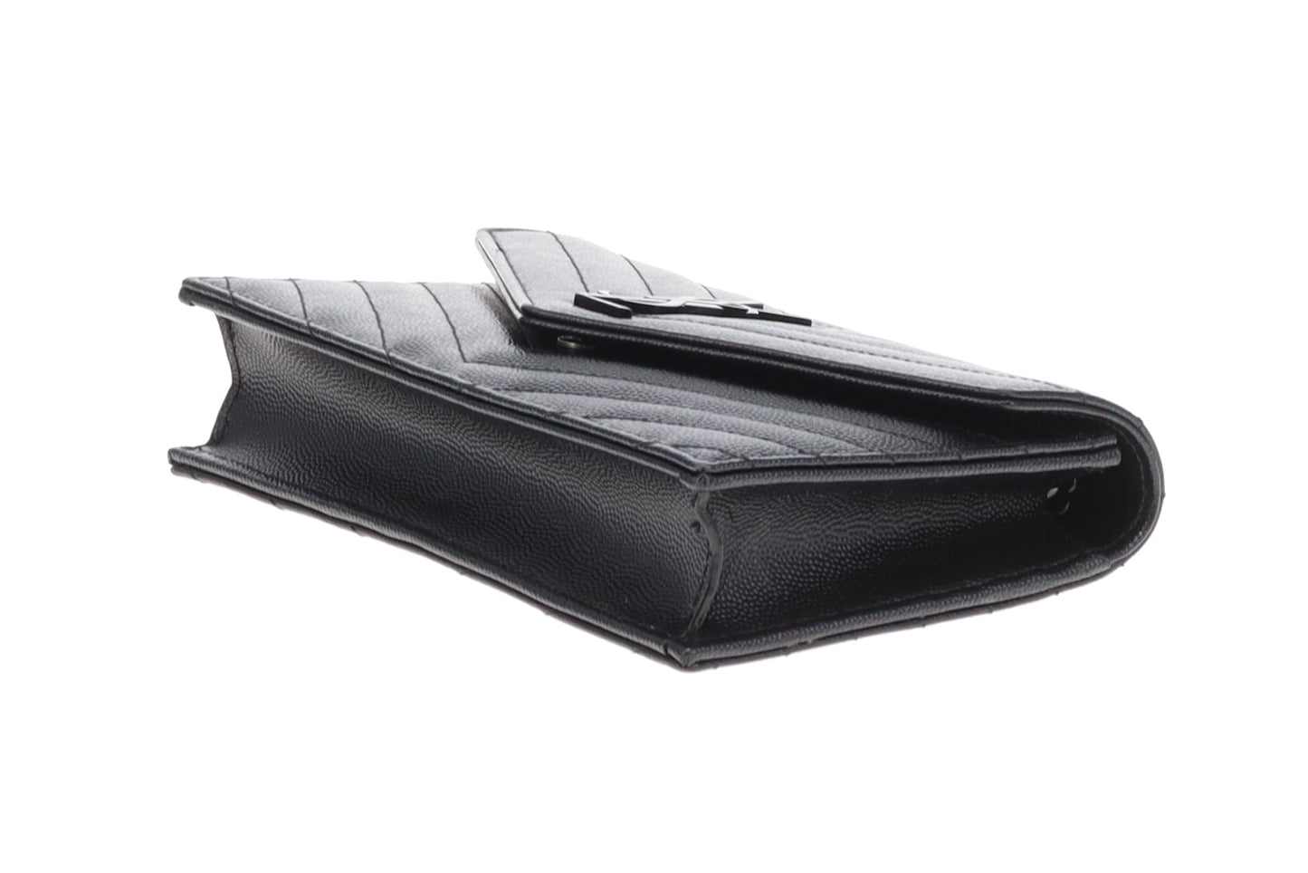 Saint Laurent Cassandre Chain Wallet All Black 2023