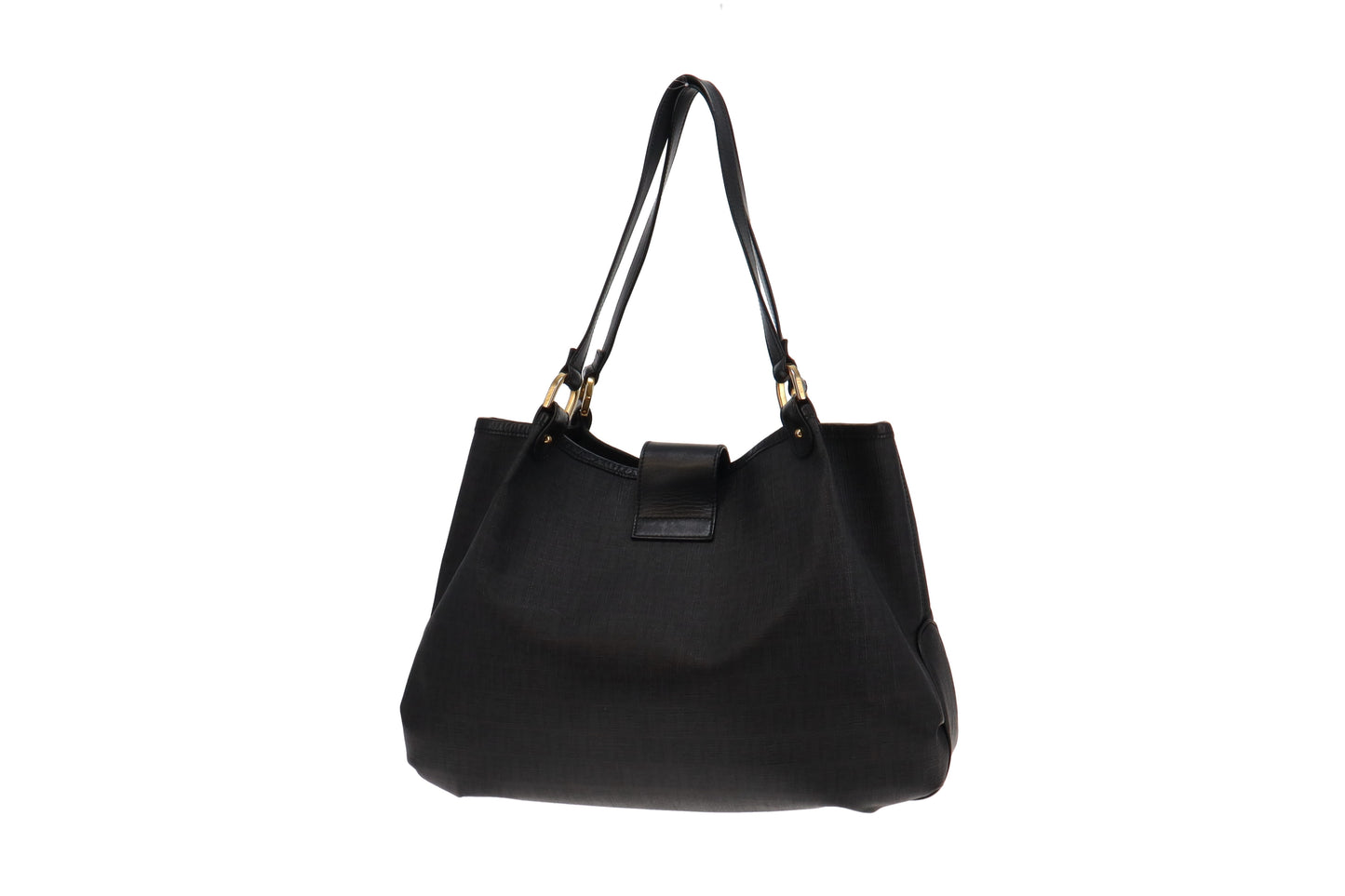 Fendi Dark Grey & Black Zucchino Canvas & Leather Tote