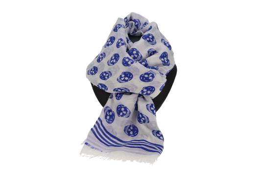 Alexander McQueen Skull Scarf Blue Modal 120cm x 140cm