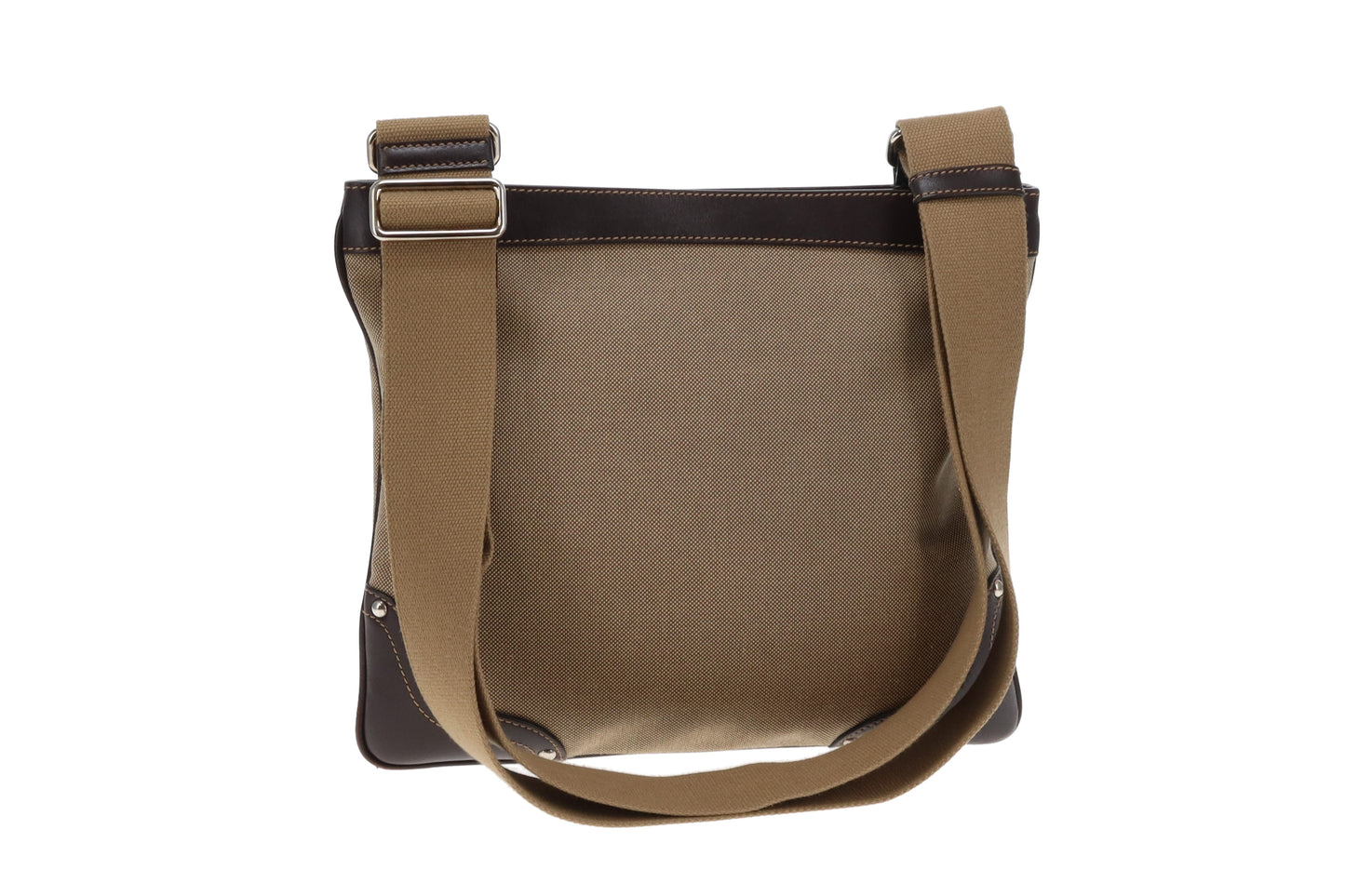 Prada Brown Canvas & Leather Slim Messenger Bag Vintage