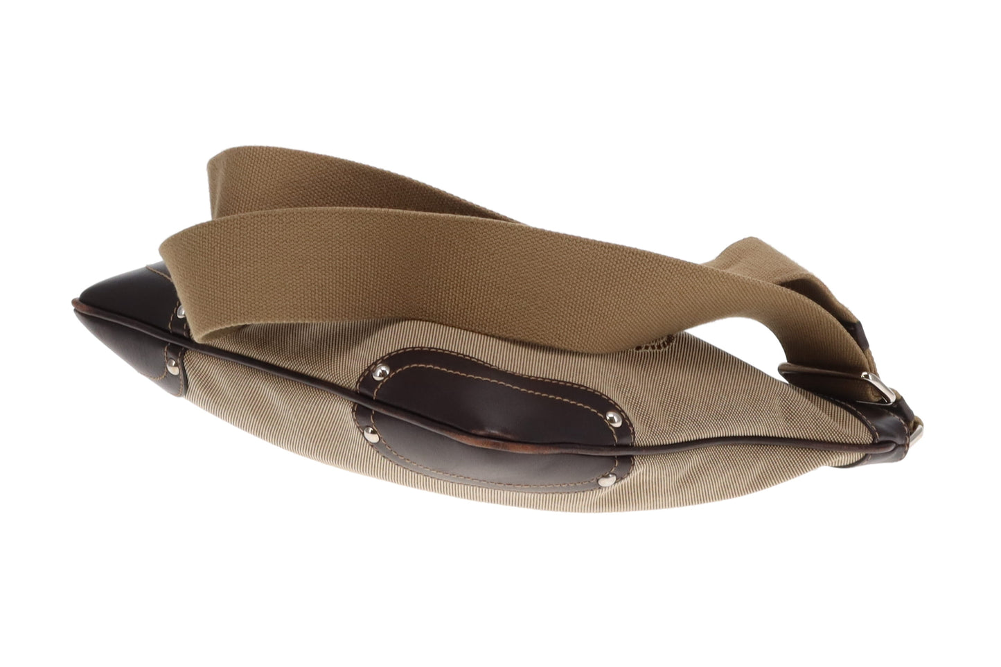 Prada Brown Canvas & Leather Slim Messenger Bag Vintage