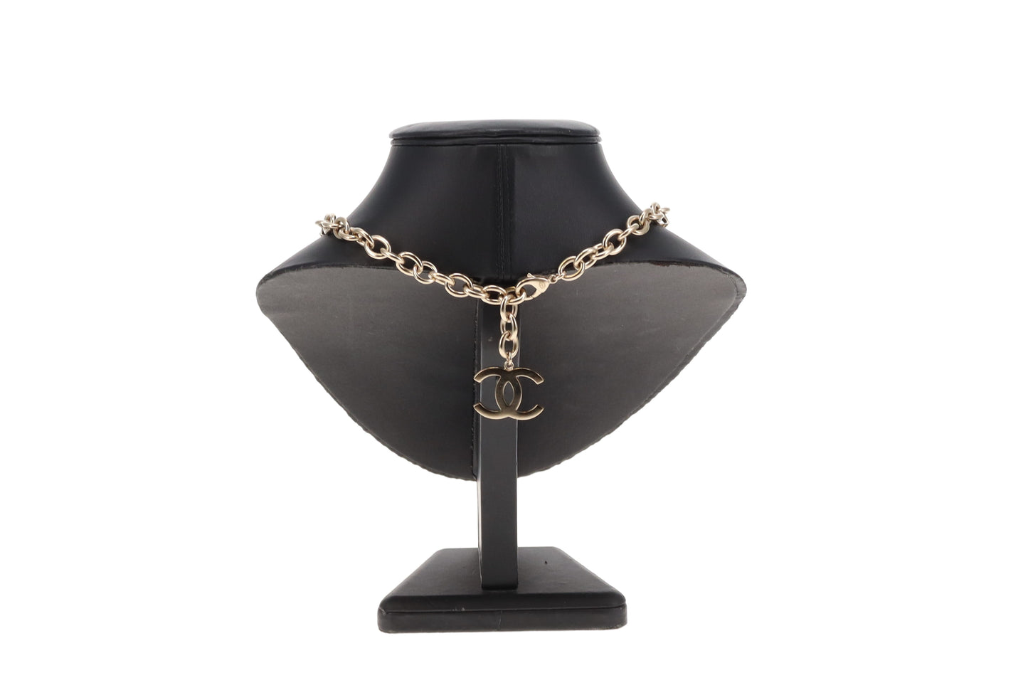 Chanel Logo Gold Tone Necklace With Onyx Caviar 2018