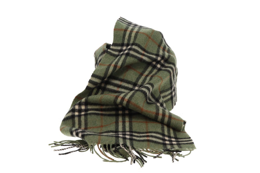 Burberry Scarf Green Classic Check 100% Cashmere