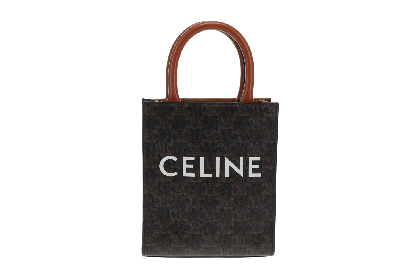 Celine Vertical Cabas Tote Mini Triomphe Canvas and Tan Leather 2021