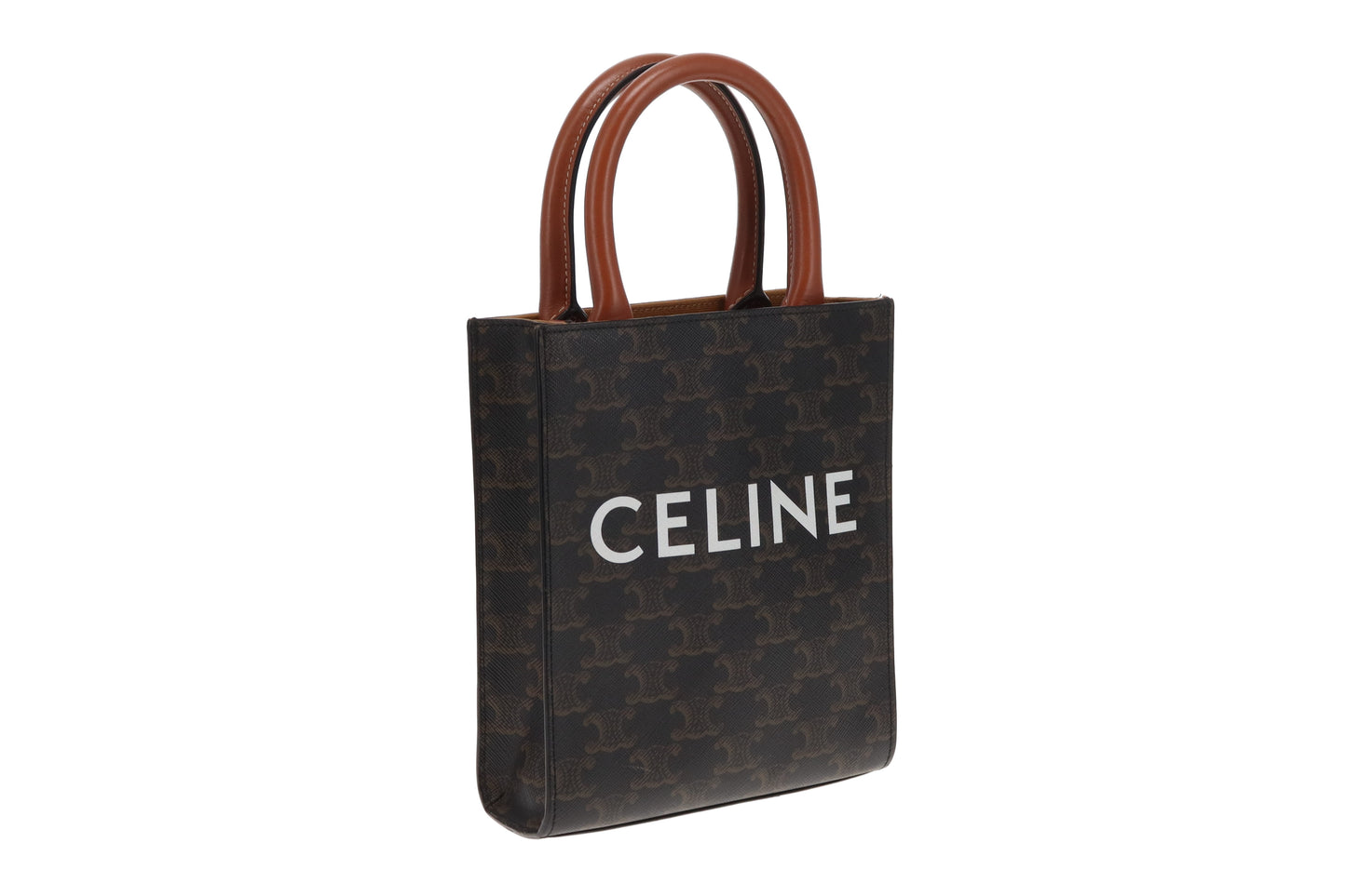 Celine Vertical Cabas Tote Mini Triomphe Canvas and Tan Leather 2021