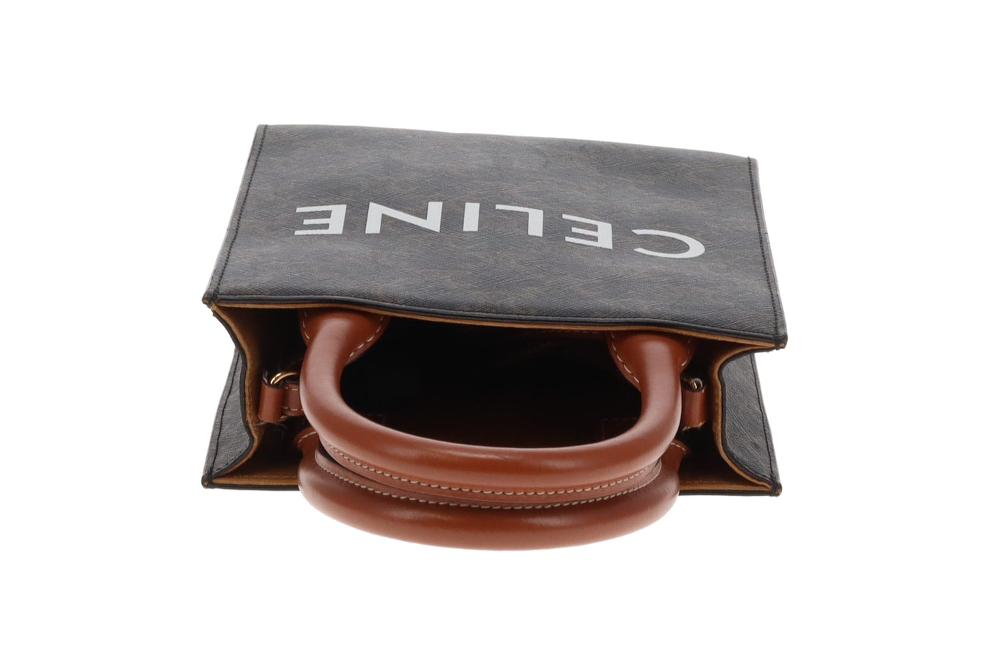 Celine Vertical Cabas Tote Mini Triomphe Canvas and Tan Leather 2021