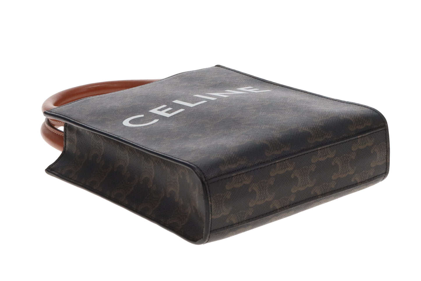 Celine Vertical Cabas Tote Mini Triomphe Canvas and Tan Leather 2021