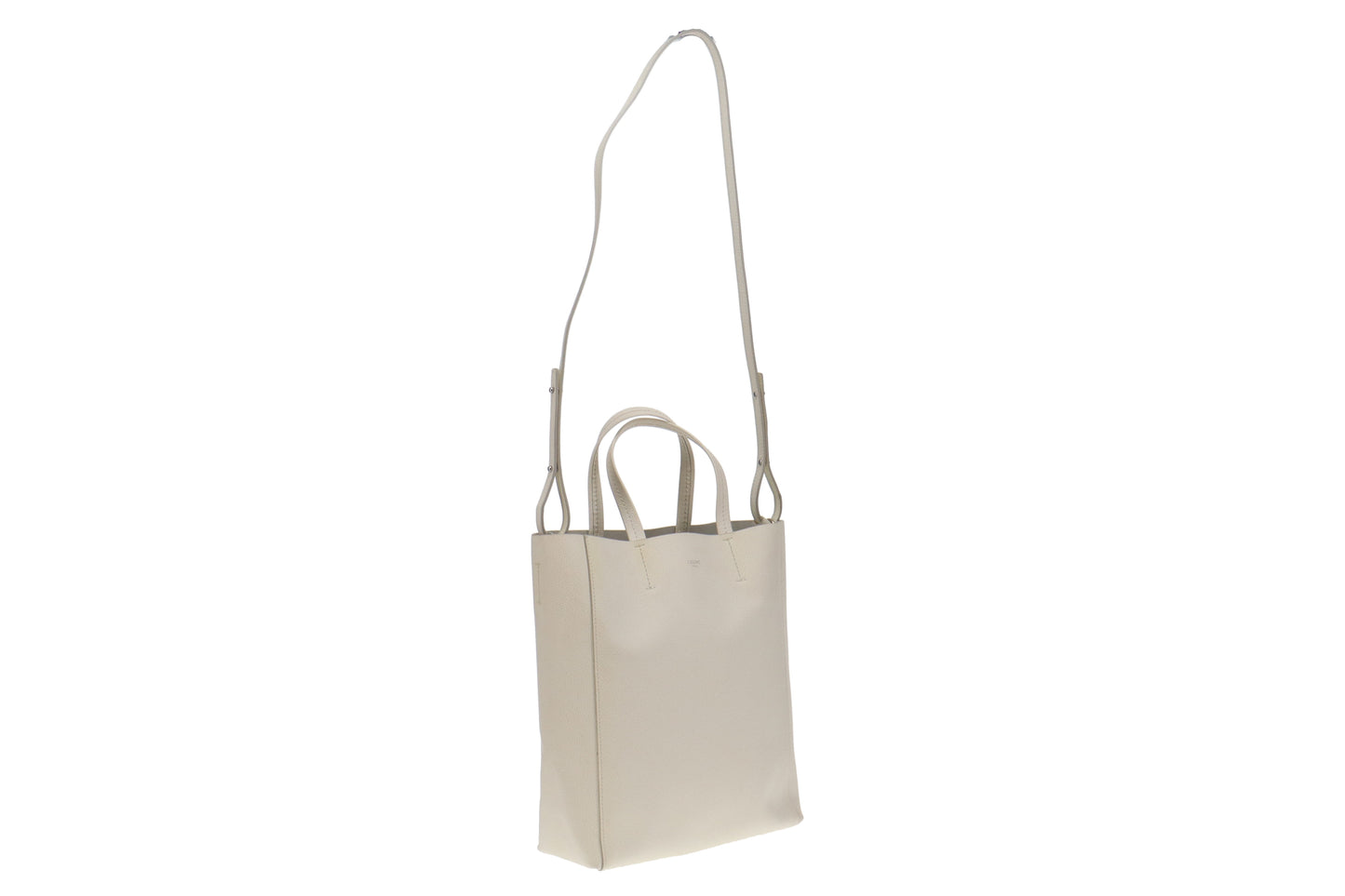Celine White Leather Vertical Tote Bag