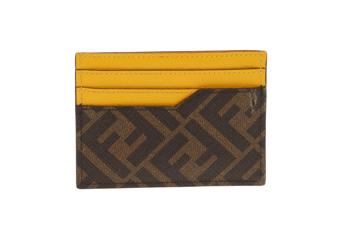 Fendi Zucca Card Holder In Yellow And Brown