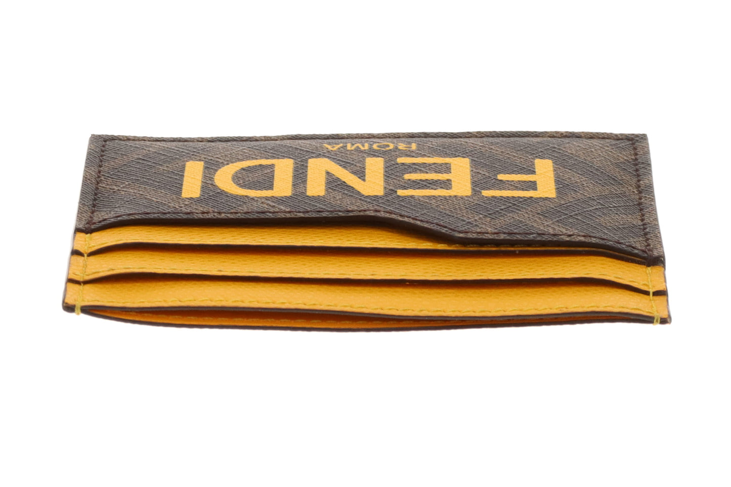 Fendi Zucca Card Holder In Yellow And Brown