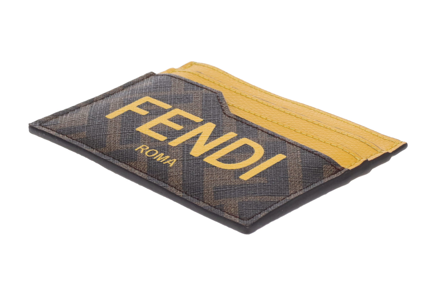 Fendi Zucca Card Holder In Yellow And Brown