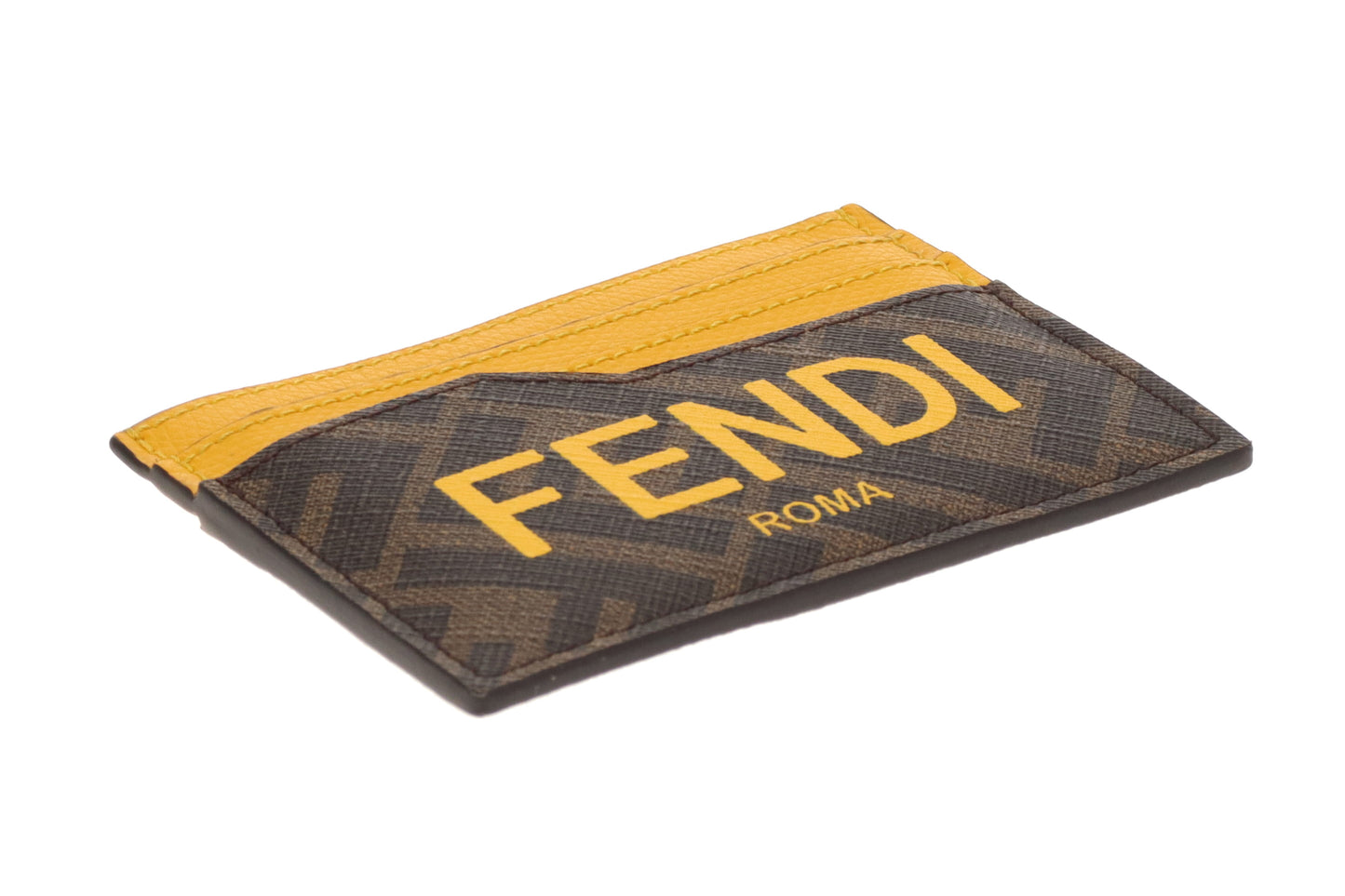 Fendi Zucca Card Holder In Yellow And Brown