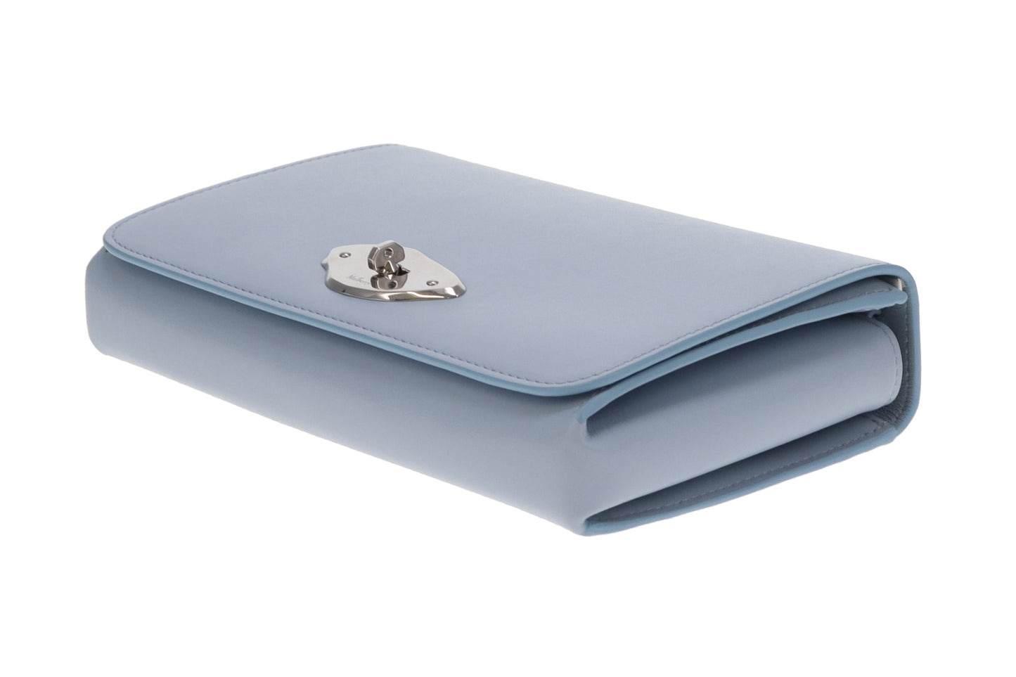 Mulberry Lana Wallet On Strap Poplin Blue High Gloss Leather