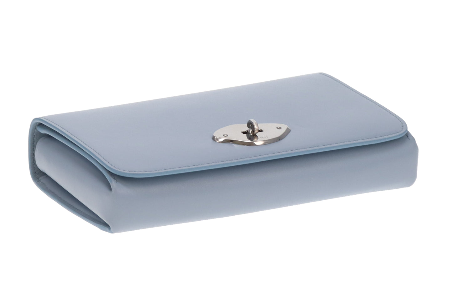 Mulberry Lana Wallet On Strap Poplin Blue High Gloss Leather