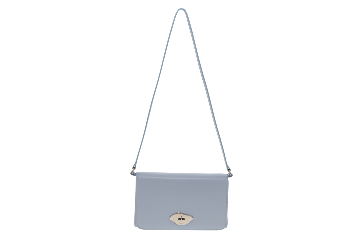 Mulberry Lana Wallet On Strap Poplin Blue High Gloss Leather